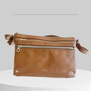 Relic Brown Leather Crossbody Bag